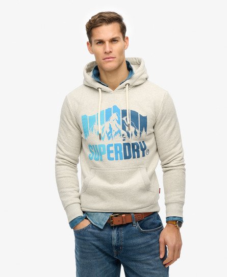 Superdry Mannen Mountain Rainbow Hoodie Lichtgrijs