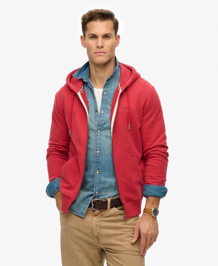 Superdry Mannen Essential Logo Hoodie met Rits Rood