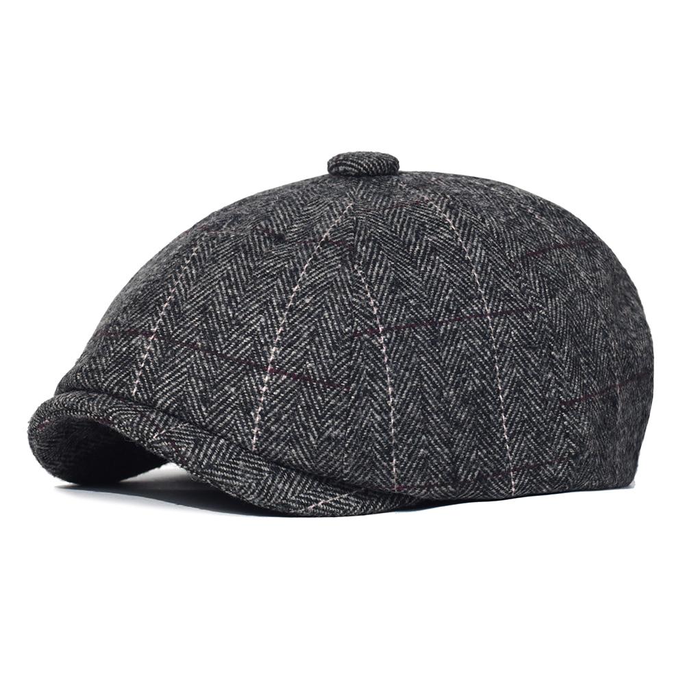 AETRUE Herfst Winter Krantenjongen Ivy Caps Geruite Baret Hoeden Engeland Gatsby Retro Achthoekige Hoed Driver Platte Pet 56-59 cm