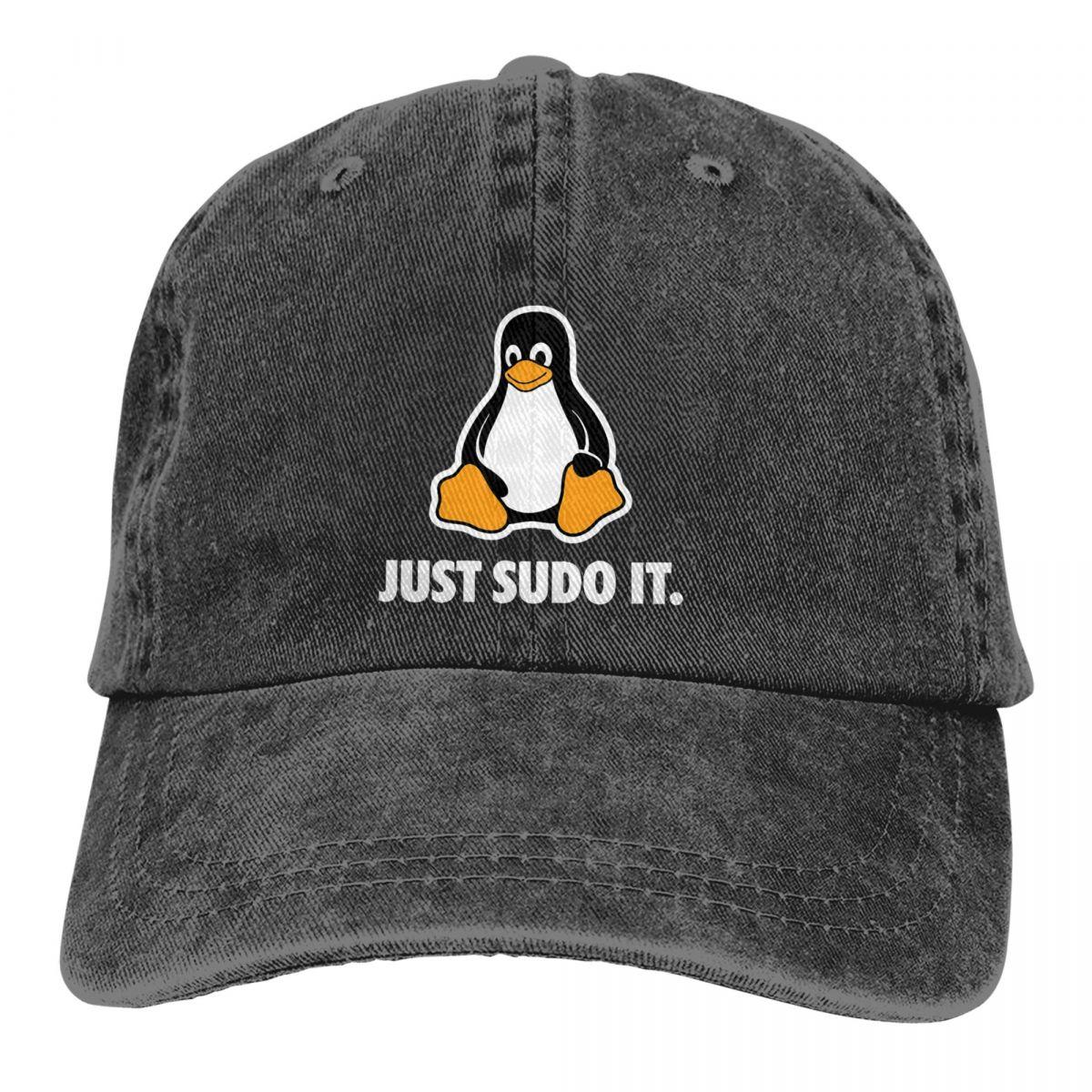 91440606MAC0BB6U2T Just Sudo It Baseball Cap Unisex Hoeden Dames Vizierbescherming Snapback Linux Besturingssysteem Tux Penguin Caps One Size