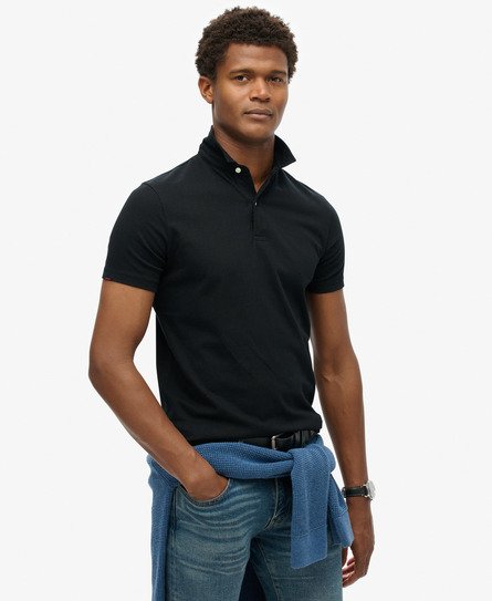 Superdry Mannen Jersey Poloshirt Zwart