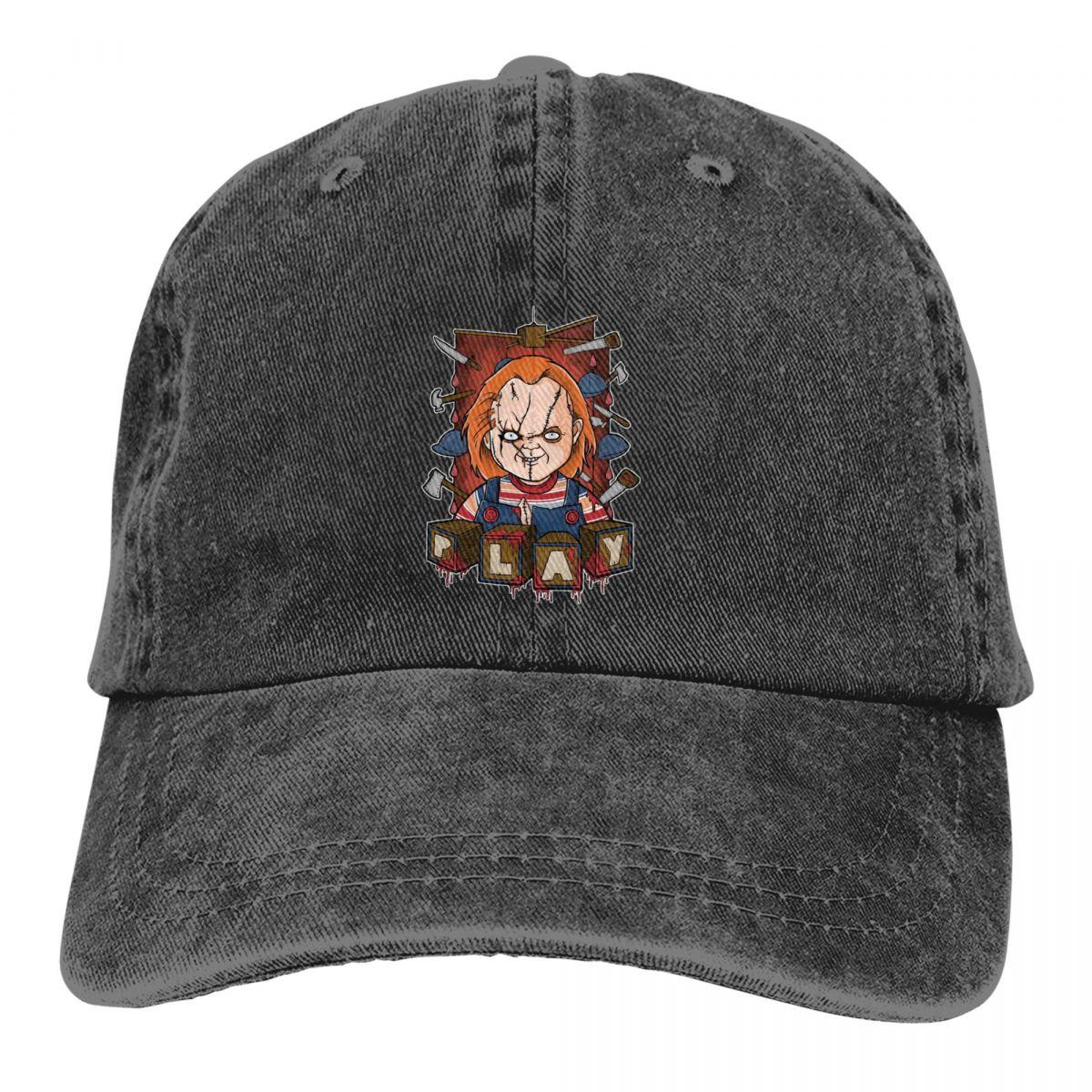 91141024MA7XA23D53 Play Baseball Caps Pet Kinderspel Chucky Doll Horror Film Zonnescherm Hoeden voor Unisex Dames One Size