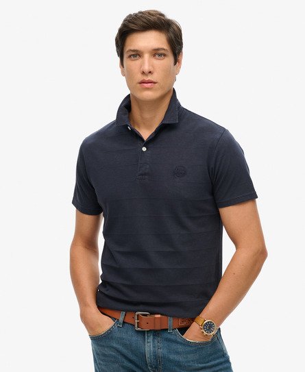 Superdry Mannen Getextureerd Poloshirt van Jersey Blauw