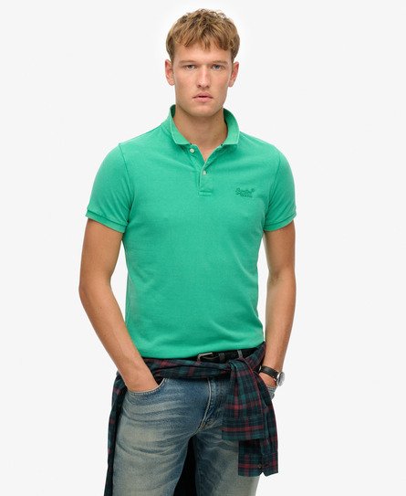 Superdry Mannen Destroyed Poloshirt Groen