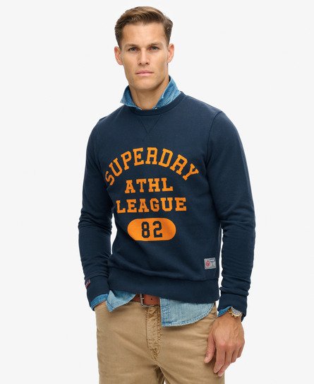 Superdry Mannen Atheltic Sweatshirt met Print Blauw