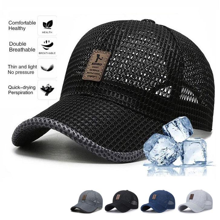 HU5RN Zomer ademende baseballpet sneldrogend mesh outdoor vissen golf zonnehoed voor mannen en vrouwen zwart