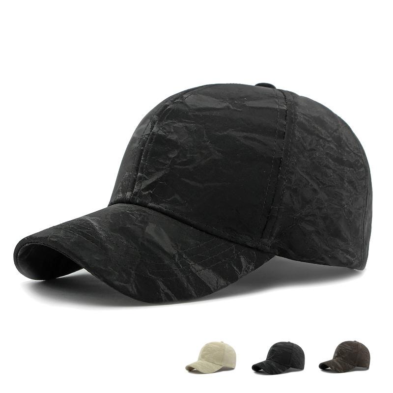 ONIHUA Lente Herfst PU Baseball Cap voor Mannen Vrouwen Zonnescherm Cap Schilderijen Zonnehoed Paardenstaart Panama Cap zwart