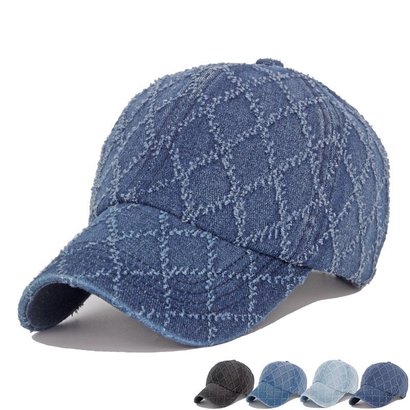 ONIHUA Denim Baseball Cap Heren Rhomboid Cap Lente Zomer Outdoor Zonnehoed voor Dames donkerblauwe kleur