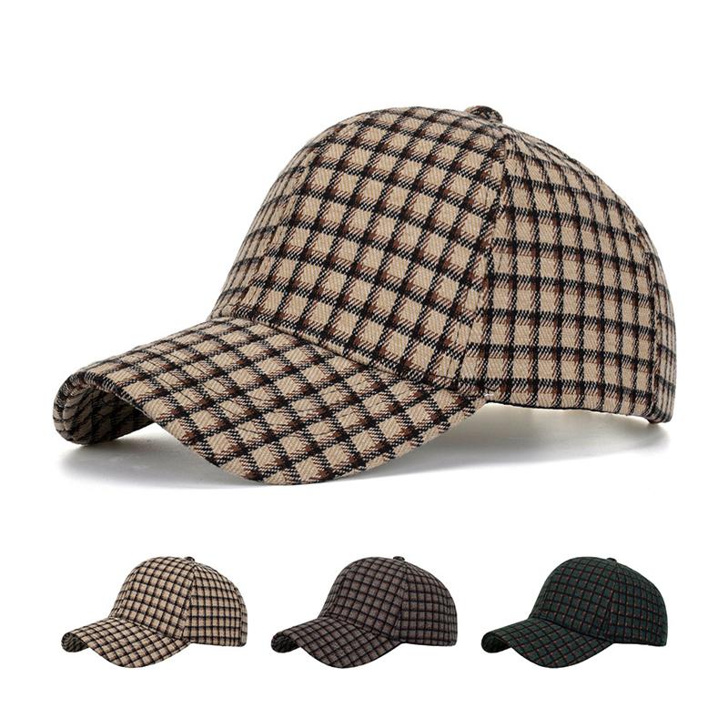 ONIHUA Mannen Herfst Winter Kleine Plaid Cap Baseball Cap Vrouwen Zonnehoed Paardenstaart Panama Cap Vizier Hoeden Snapback Hoed kaki