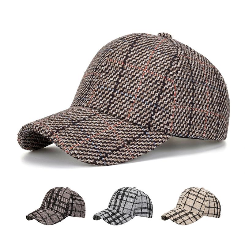 ONIHUA Mannen Herfst Winter Plaid Cap Baseball Cap Vrouwen Zonnehoed Paardenstaart Panama Cap Vizier Hoeden Snapback Hoed grijs