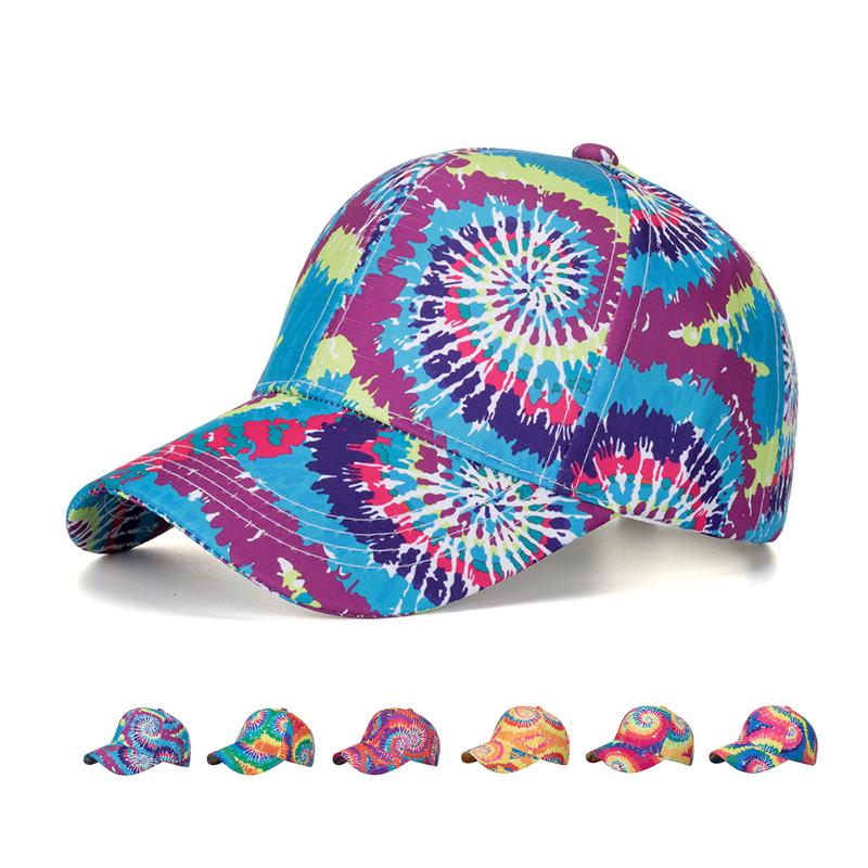 ONIHUA Heren bedrukte tie-dye graffiti baseballpet dames gradiënt zonnebrandcrème hoed paardenstaart panama cap vizierhoeden snapback hoed blauw/paars