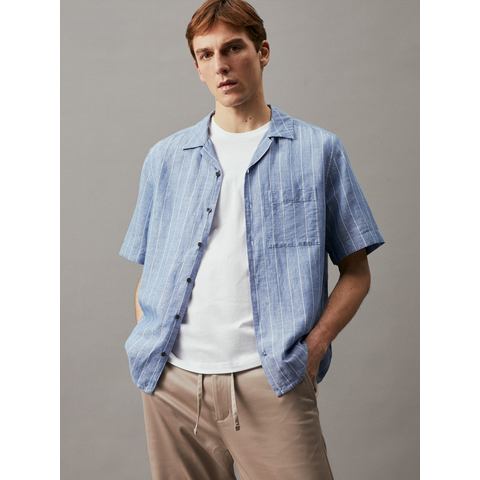 Calvin Klein Overhemd met korte mouwen LINEN COTTON STRIPE S/S SHIRT