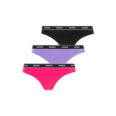 HUGO underwear T-string TRIPLET THONG STRIPE met logo-opschrift op de band (set, 3 stuks, 3)