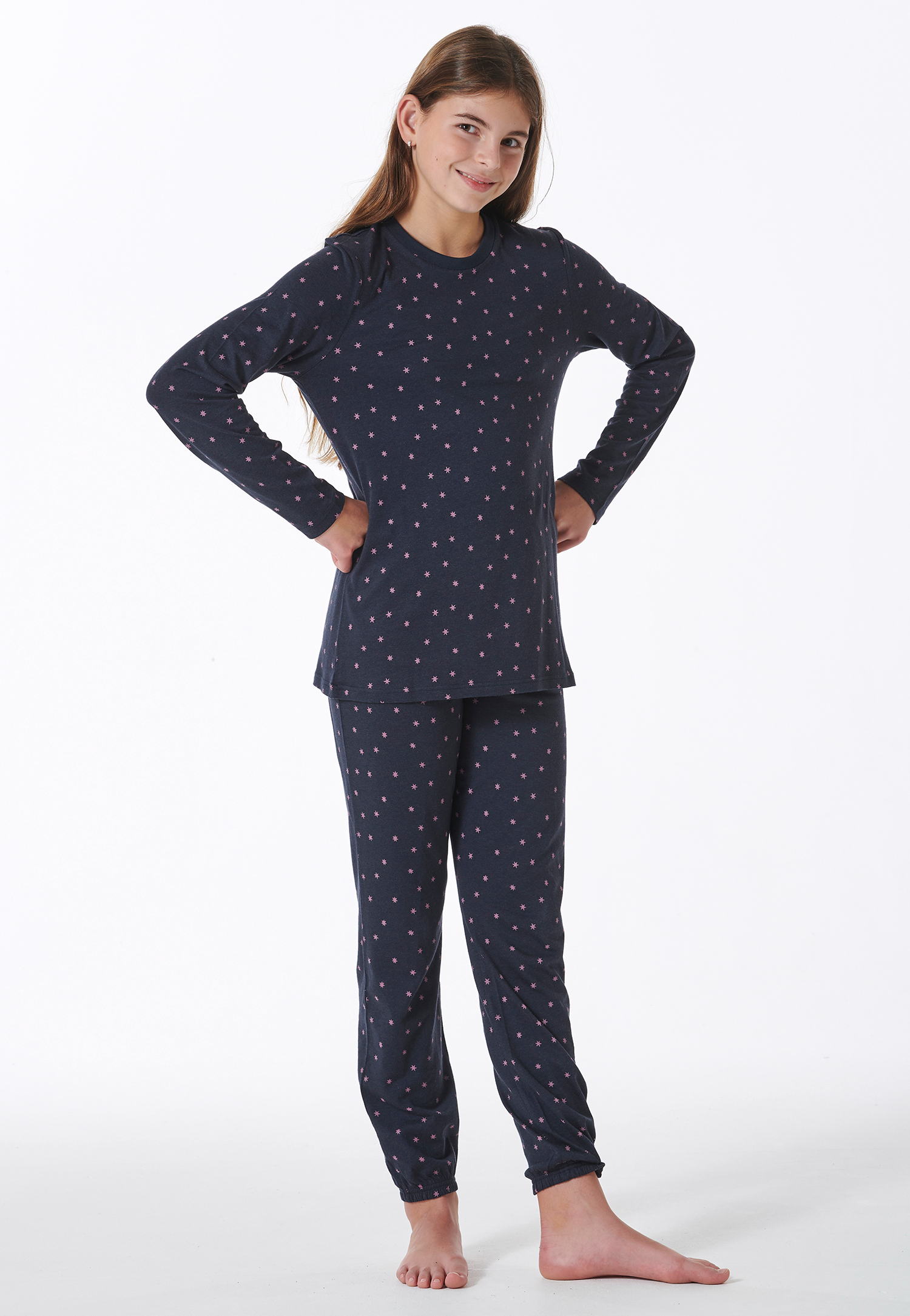 Schiesser Pyjama lange manchetten wild & vrij nachtblauw - Nightwear 