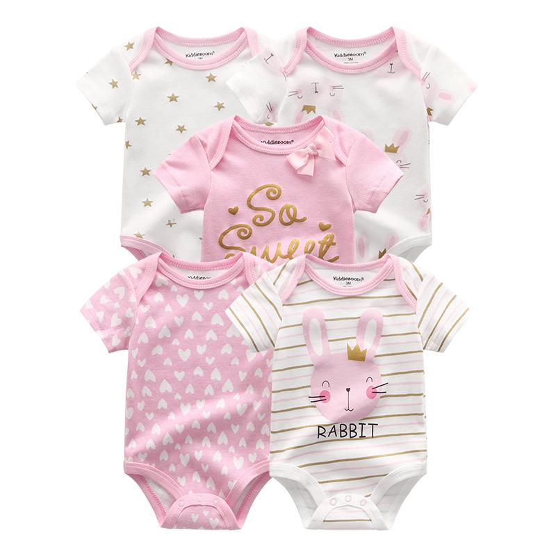 KIDDIEZOOM Babykleding pasgeboren bodysuits met korte mouwen peuterkostuums 5 stks/partij kinderkleding 3M