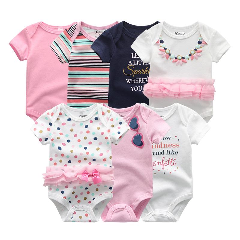 KIDDIEZOOM Baby Bodysuits  7pcs/lots Korte Mouw Katoen Pasgeboren Baby Kleding 3M