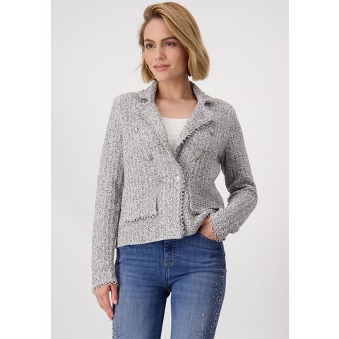 Monari Korte blazer Jas gebreide blazer tweed