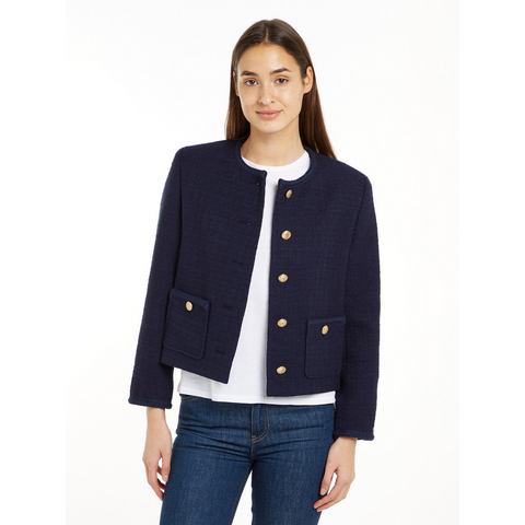 Tommy Hilfiger Korte blazer TWEED CO MIX CREW NECK JACKET