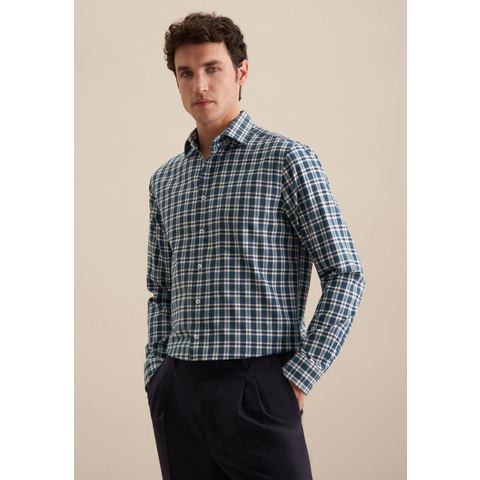 seidensticker Flanell Flanellhemd in Regular mit Button-Down-Kragen Karo