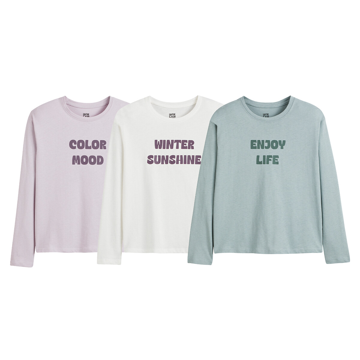 LA REDOUTE COLLECTIONS Set van 3 T-shirts, lange mouwen