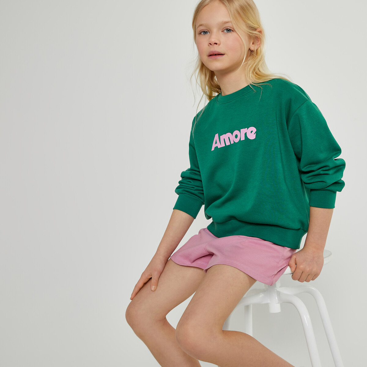 LA REDOUTE COLLECTIONS Sweater met ronde hals in molton, tekst Amore