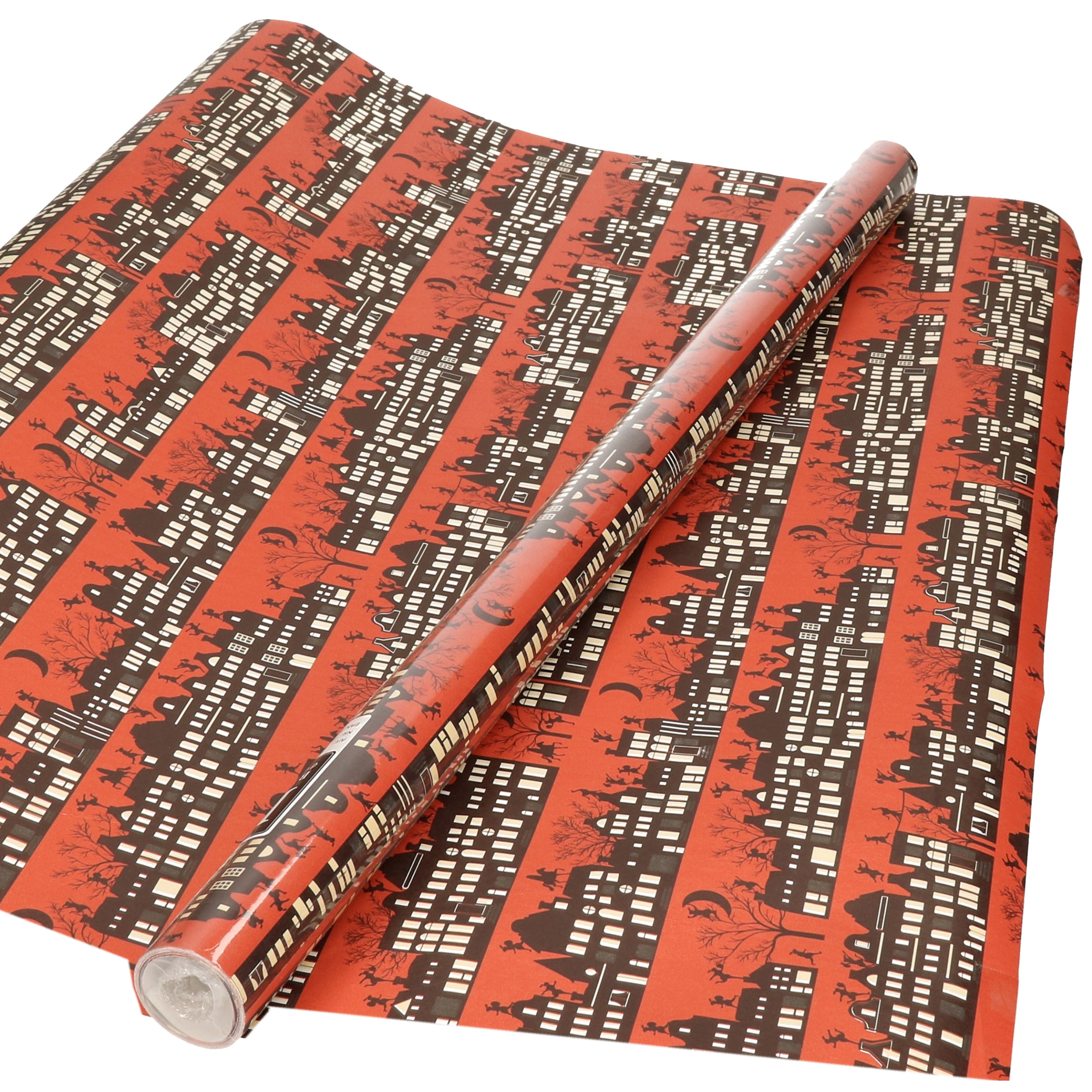 Bellatio Decorations 1x Rollen Sinterklaas inpakpapier/cadeaupapier donkerrood 2,5 x 0,7 meter -