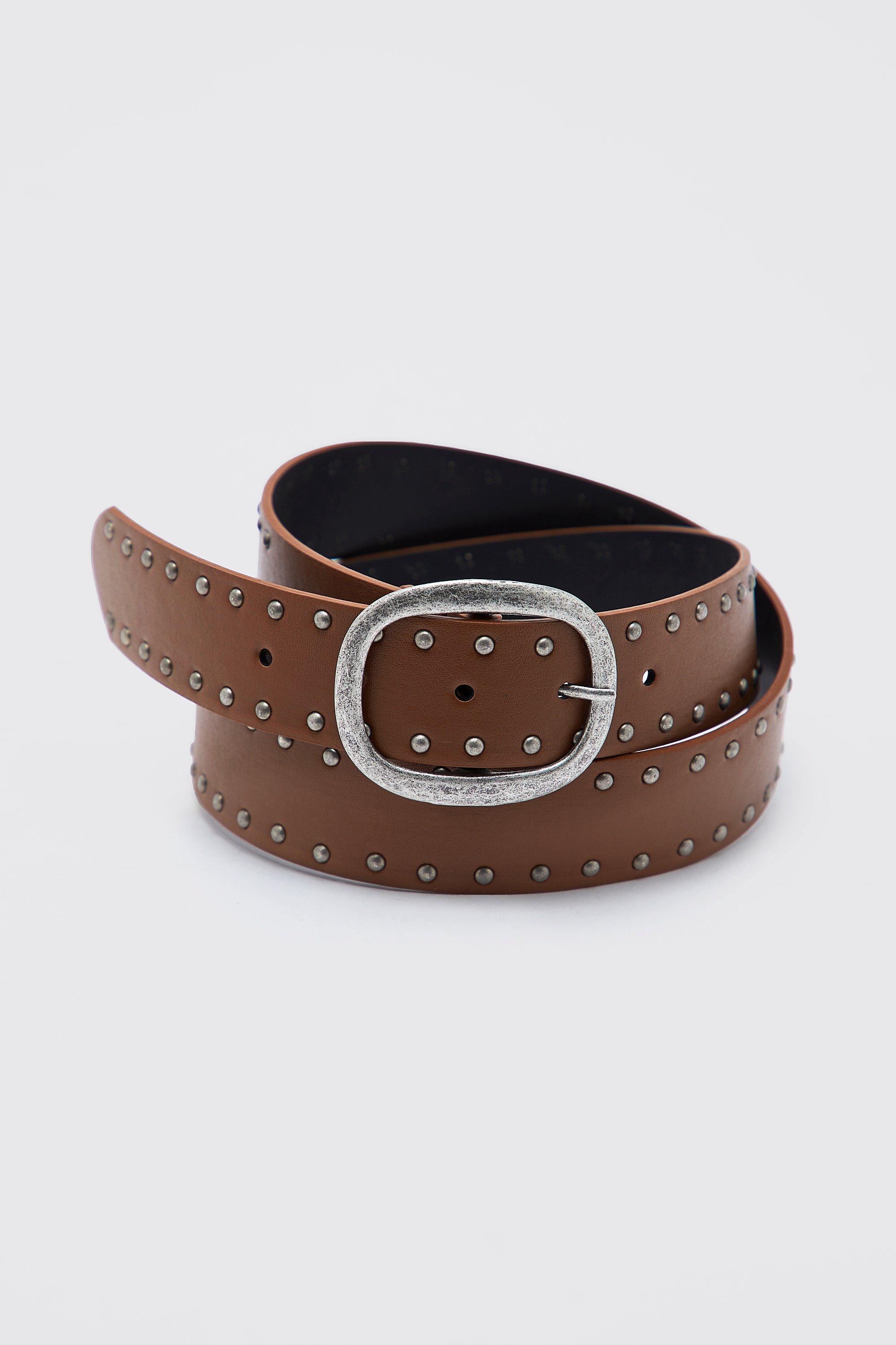 Boohoo Nepleren Riem Met Studs, Tan