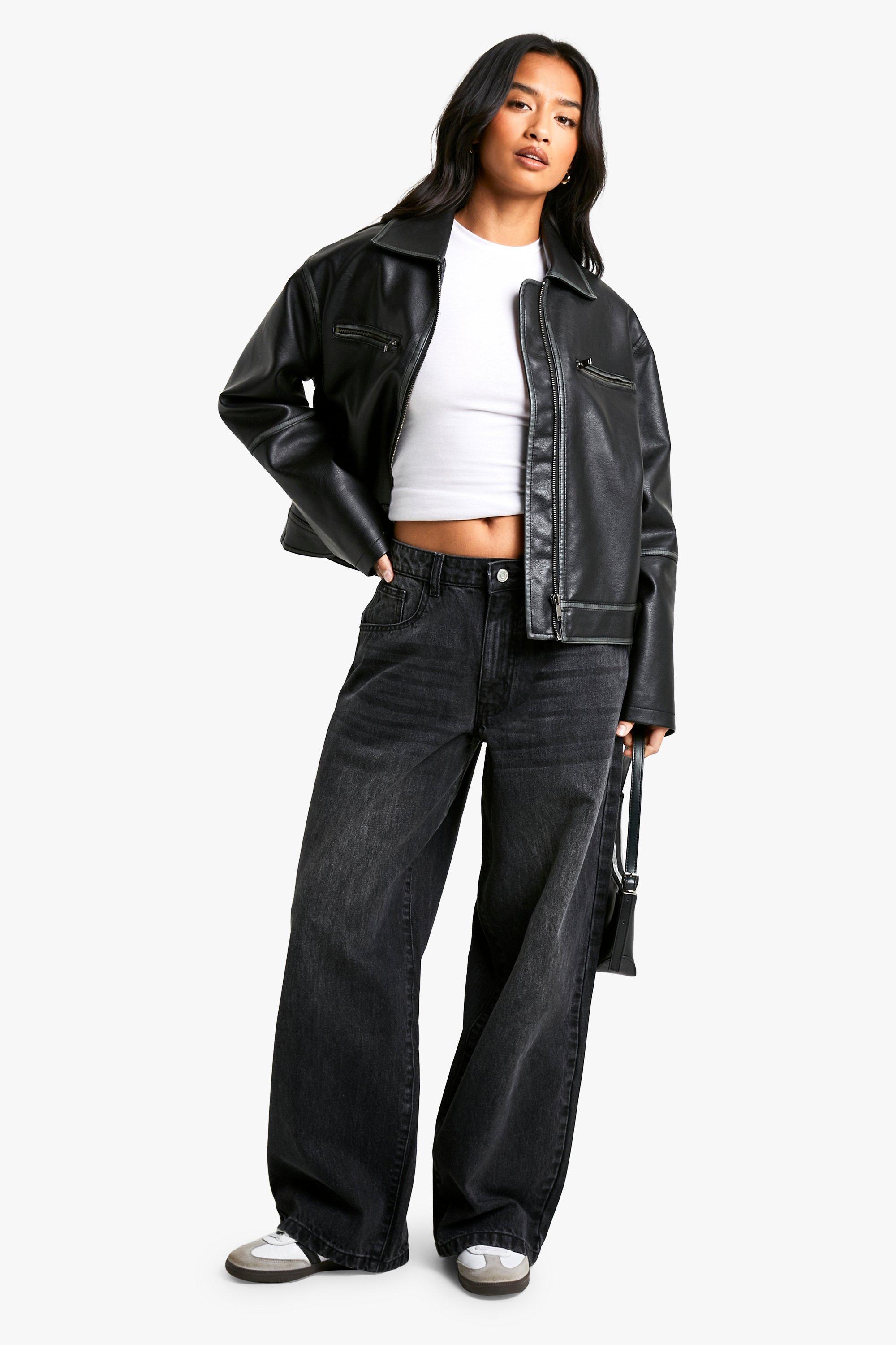 Boohoo The Petite Boyfriend Jeans, Washed Black