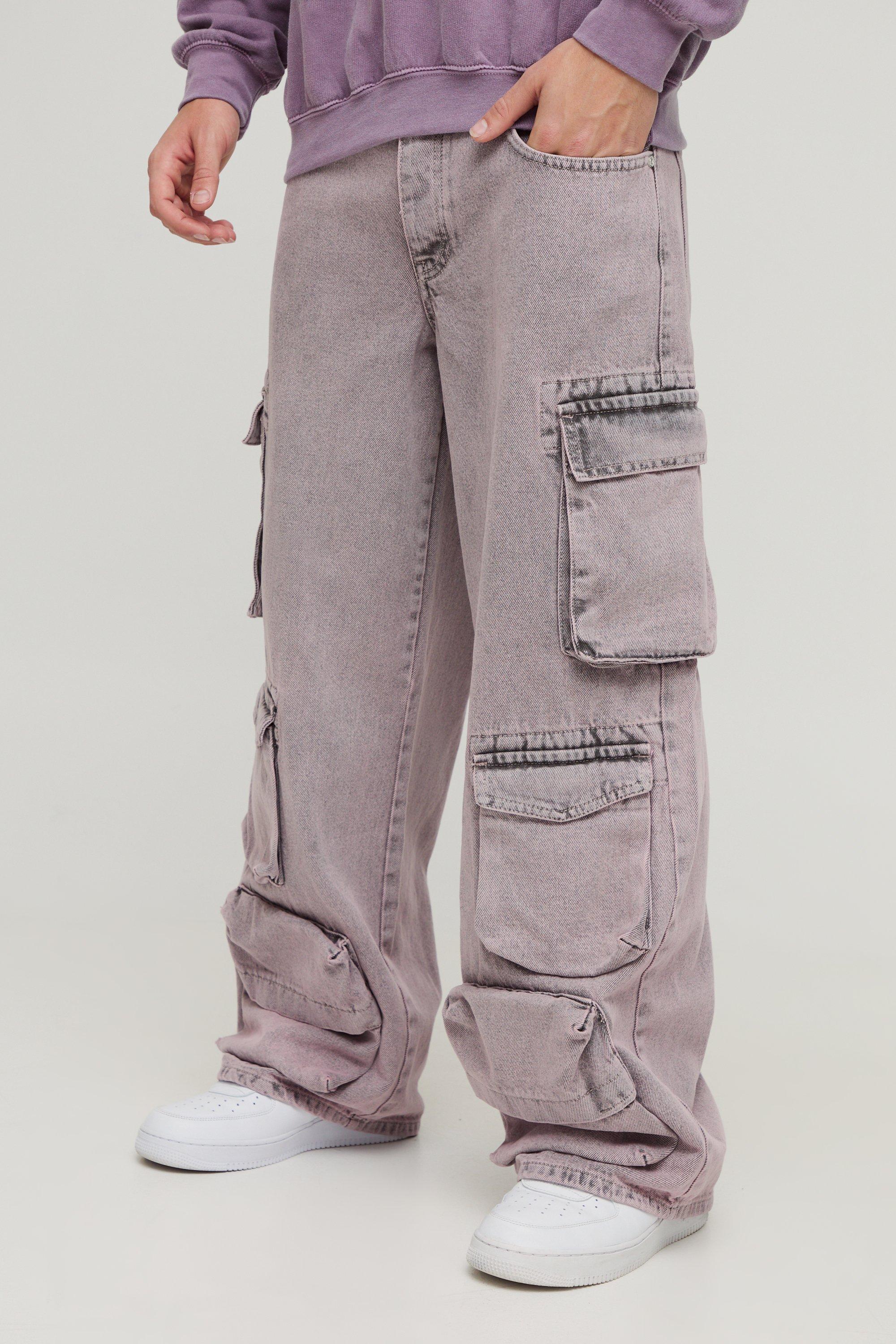 Boohoo Onbewerkte Roze Baggy Cargo Jeans Met Zakken, Pink