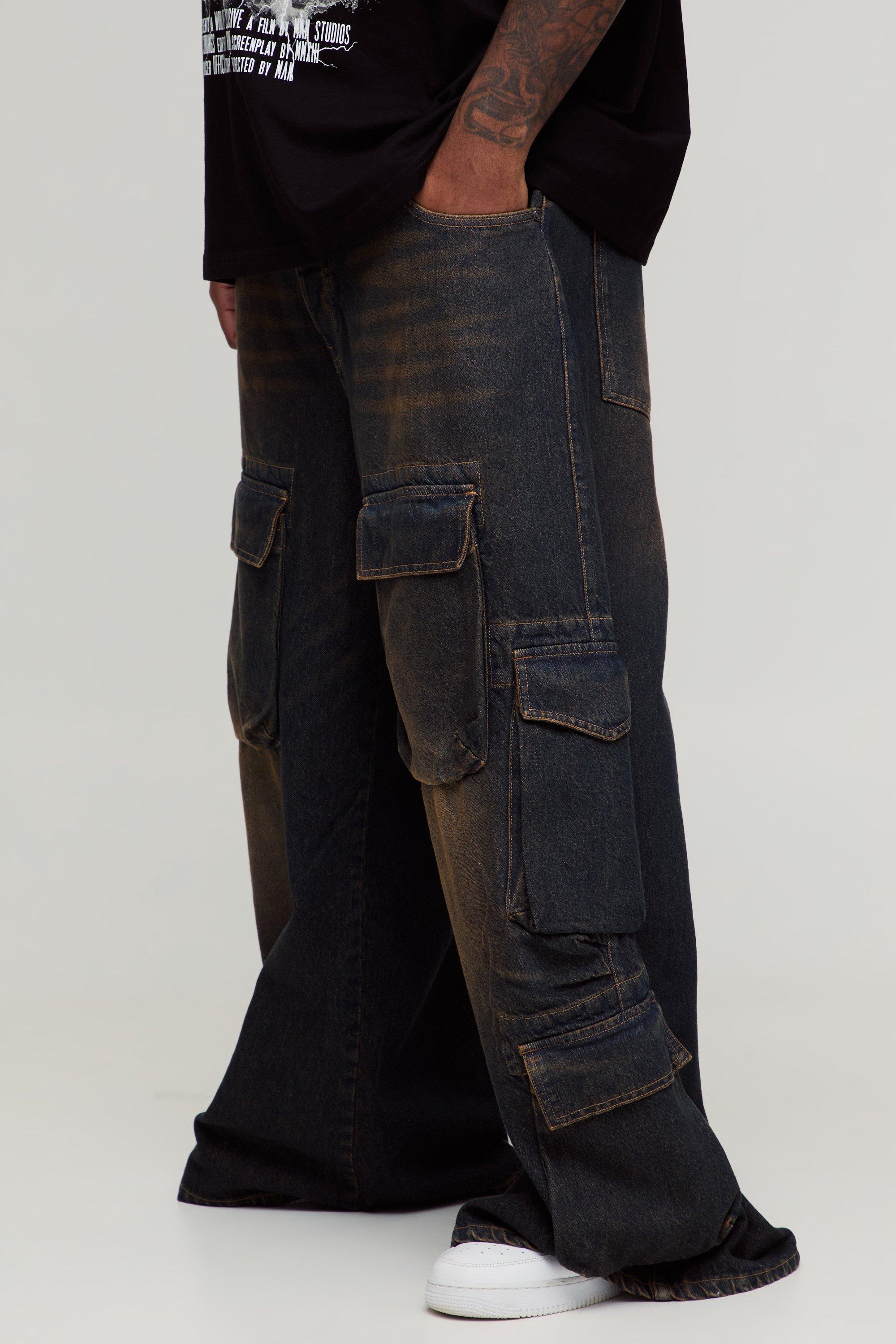 Boohoo Plus Extreem Baggy Cargo Jeans Met Zakken, Petrol