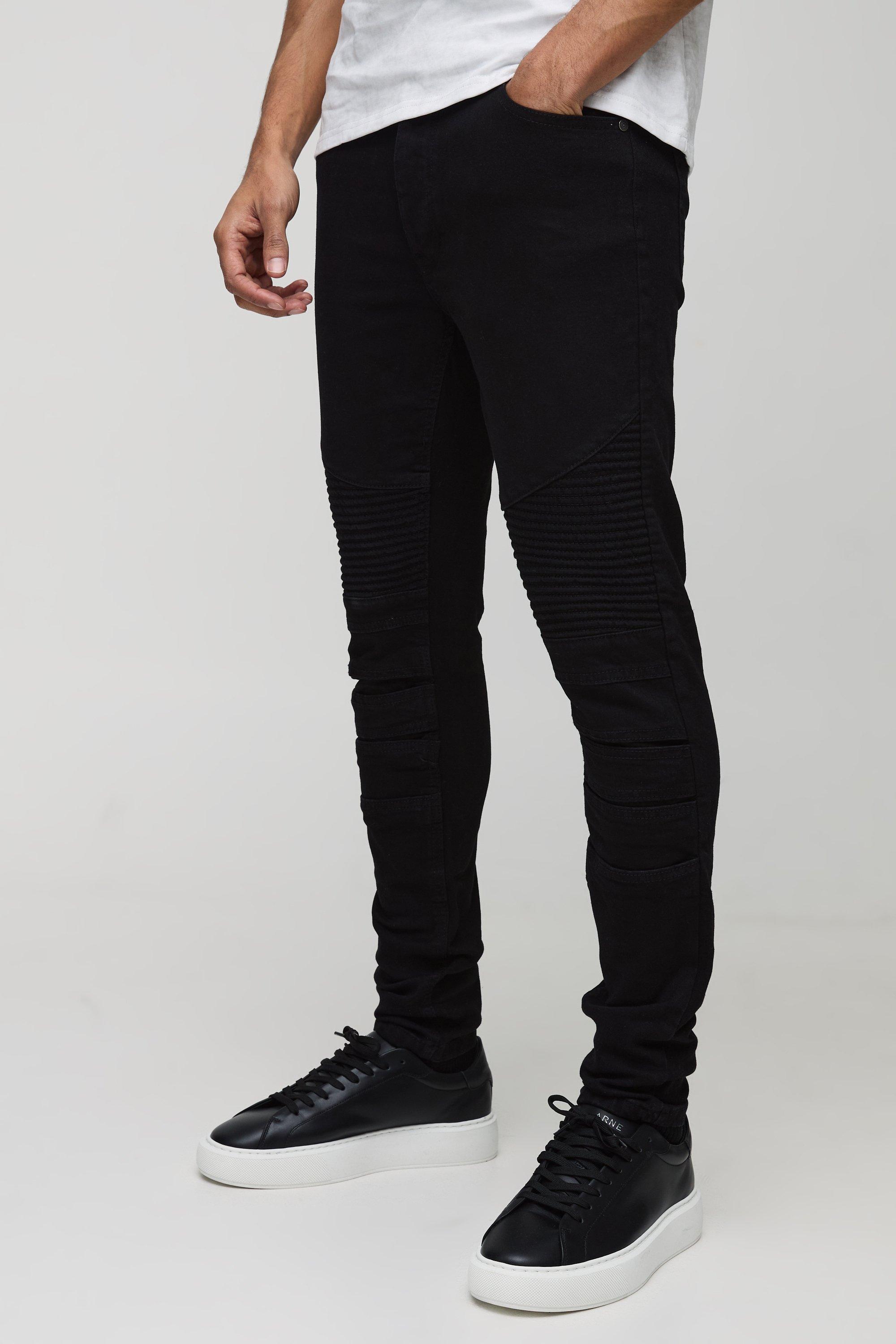 Boohoo Skinny Fit Biker Jeans Met Panelen, True Black