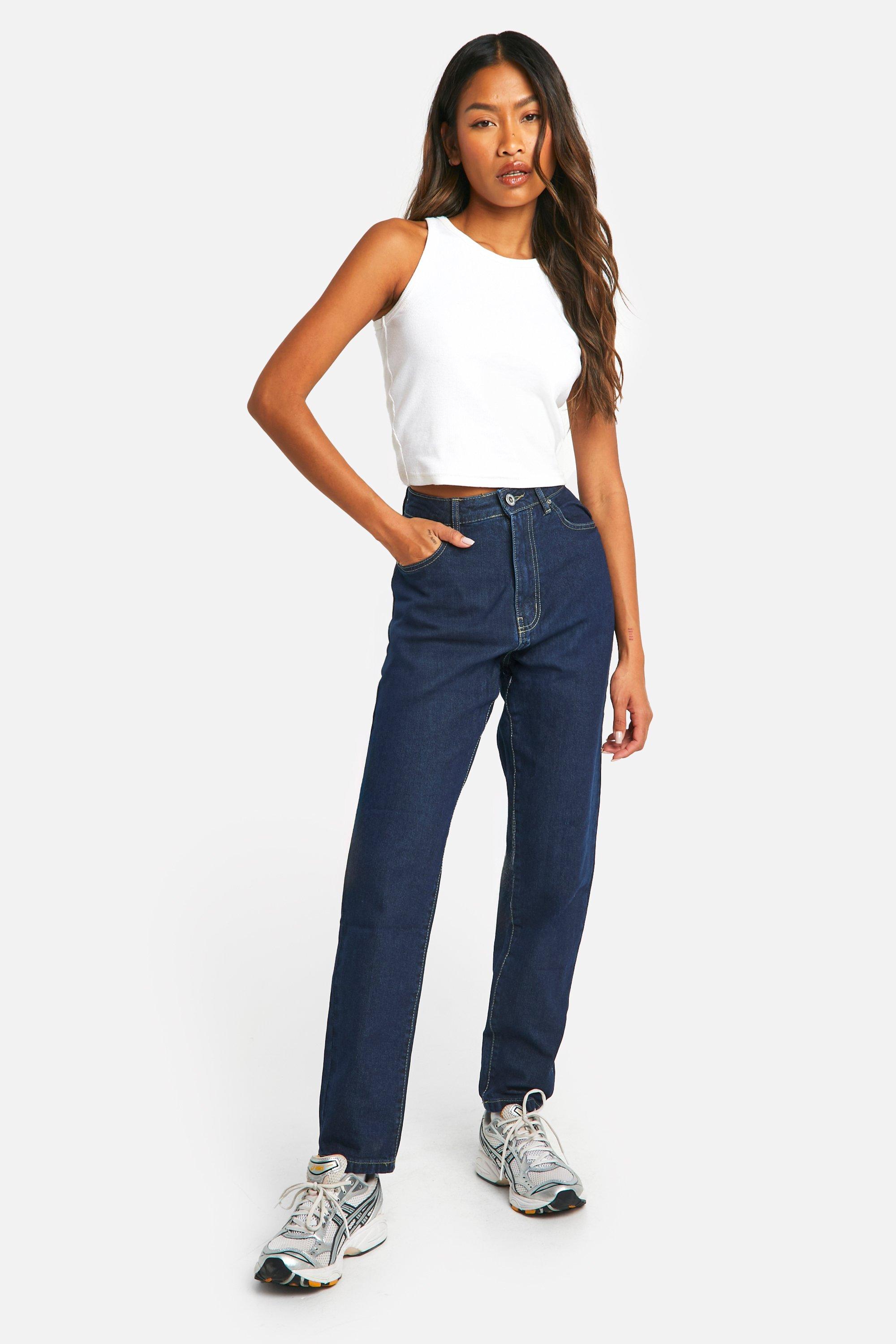 Boohoo Basic High Waist Mom Jeans, Indigo