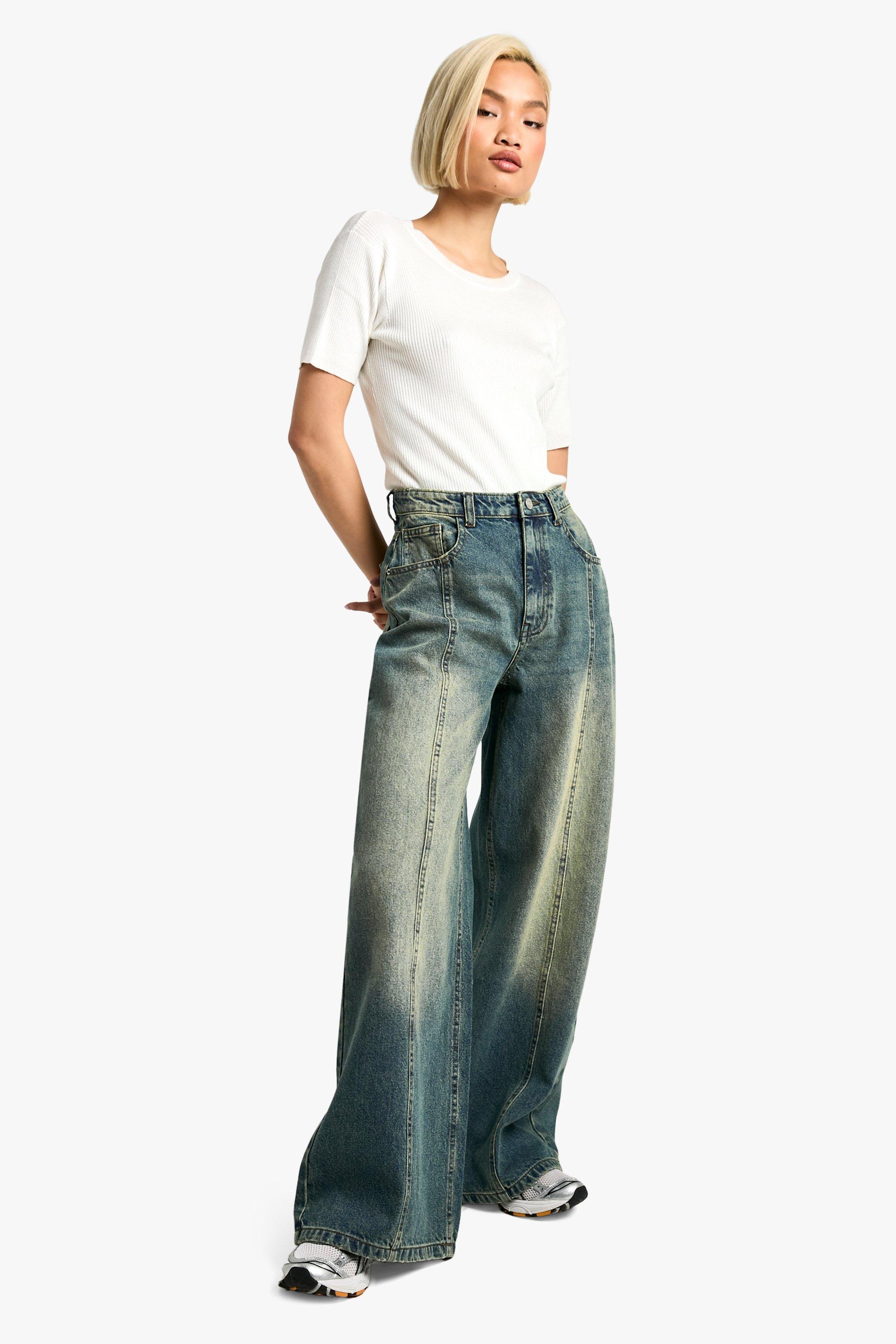 Boohoo Jeans Met Naaddetail En Rechte Pijpen, Vintage Blue