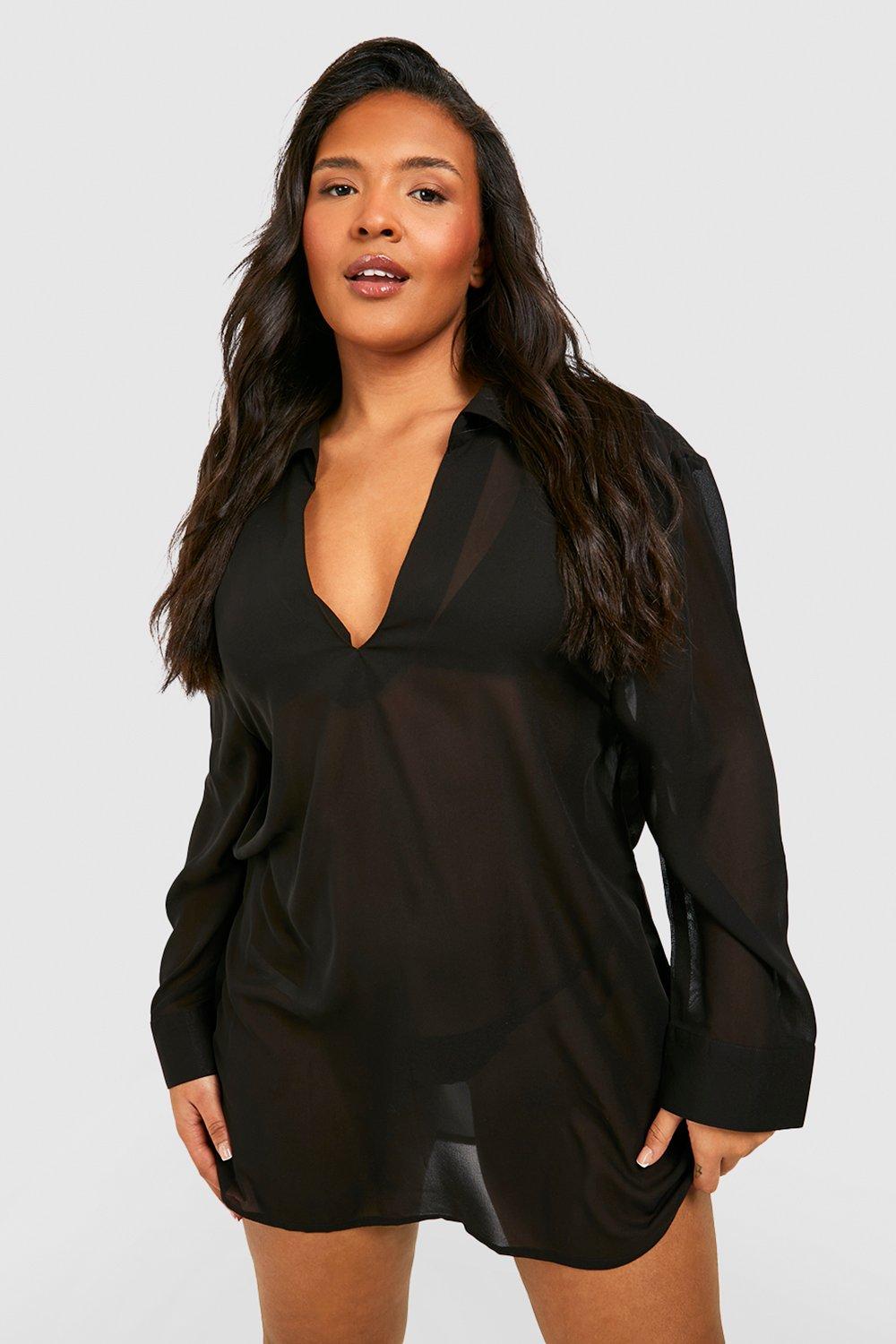 Boohoo Plus Essential Strand Tuniek, Black