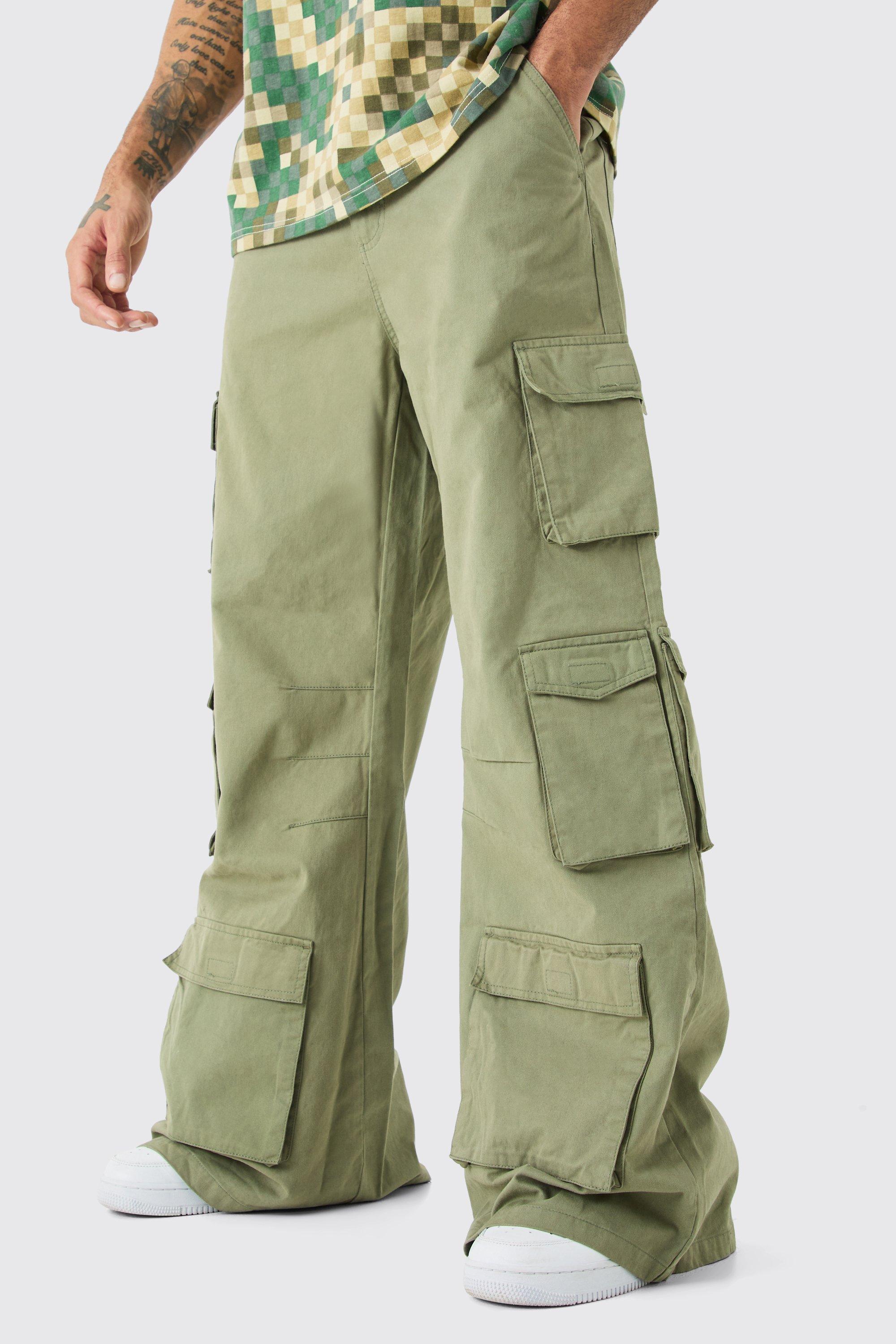 Boohoo Extreem Baggy Onbewerkte Broek Met Cargo Zakken, Khaki