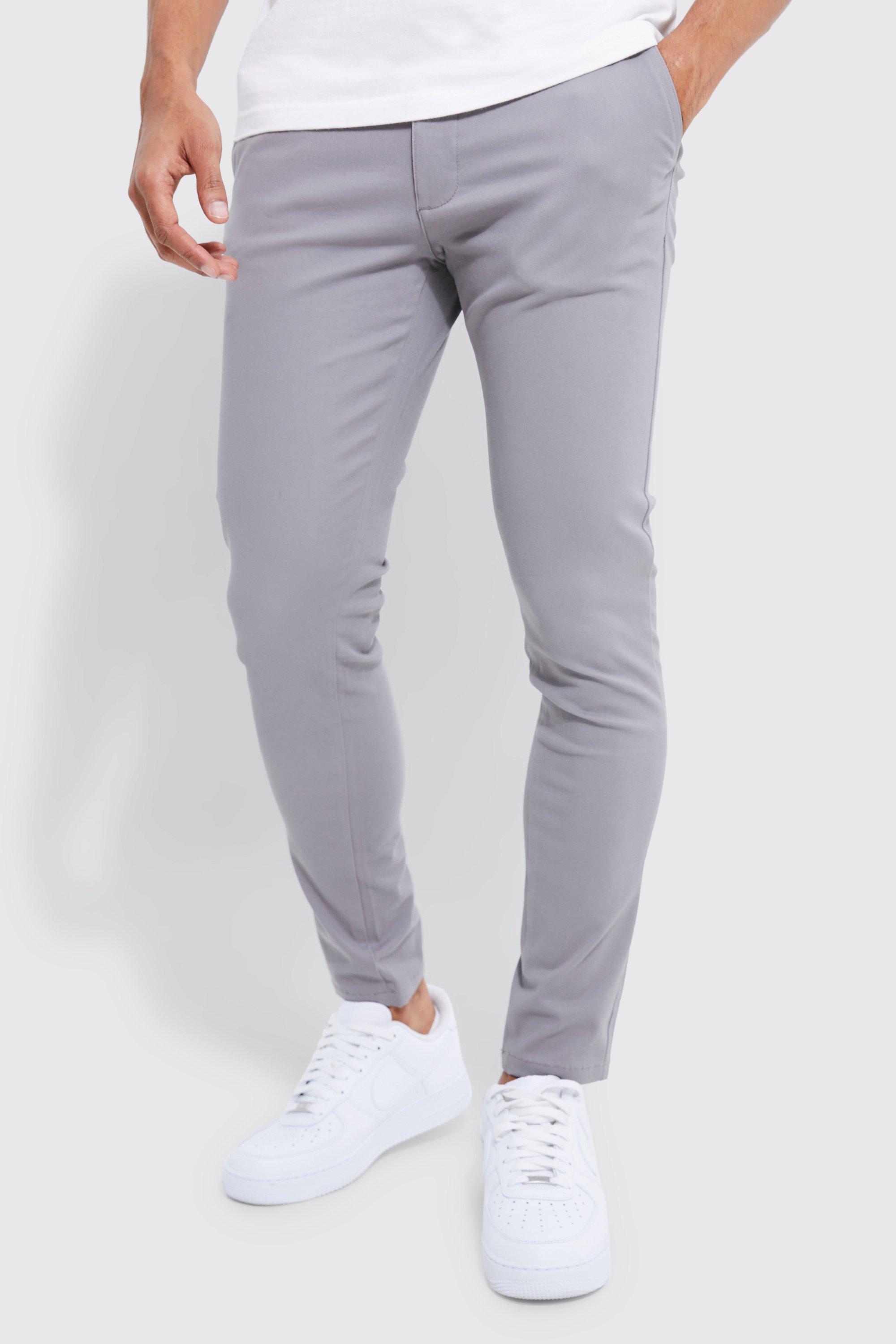 Boohoo Skinny Fit Chino Broek Met Tailleband, Grey