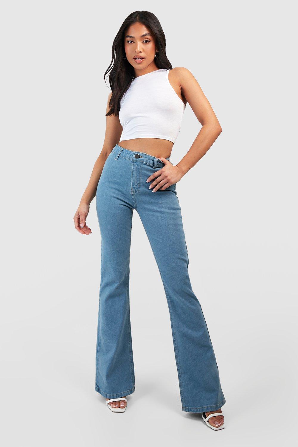 Boohoo Petite Flared High Rise High Rise Skinny Jeans, Light Wash