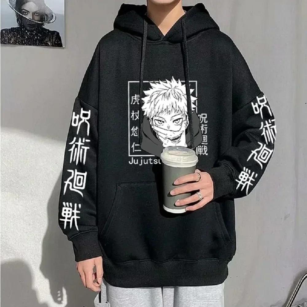 ETST 012 Anime Jujutsu Kaisen Hoodies Heren Satoru Gojo Print Sweatshirt Herfst Winter Harajuku Hoody Hooded Streetwear Plus Size Hoodie S