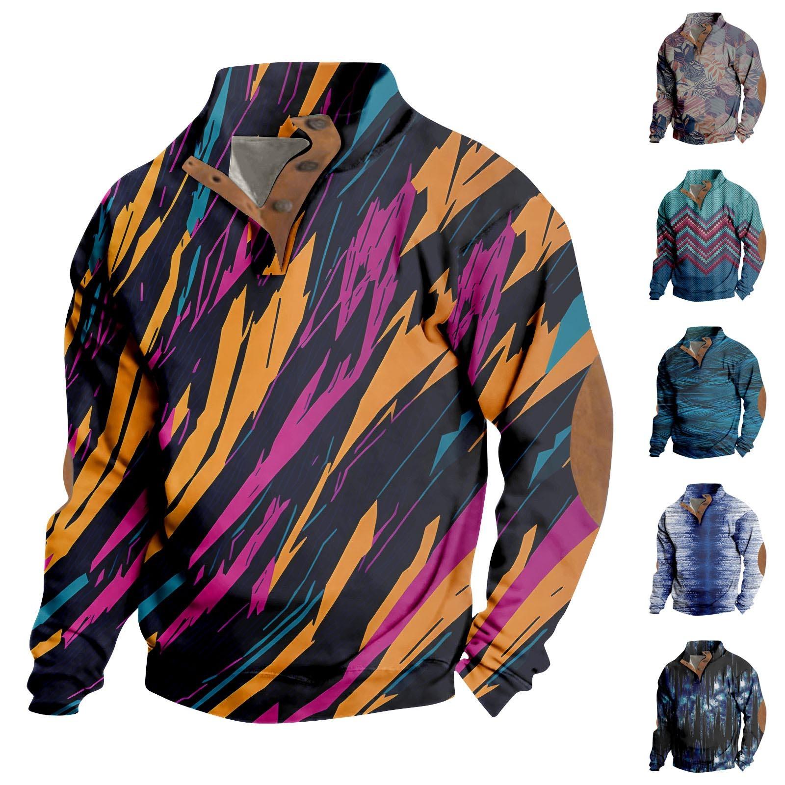 YiGeiWoLiGiaoGiao Lente en herfst herensweatshirt met staande kraag is outdoor casual truien tops XL blauw