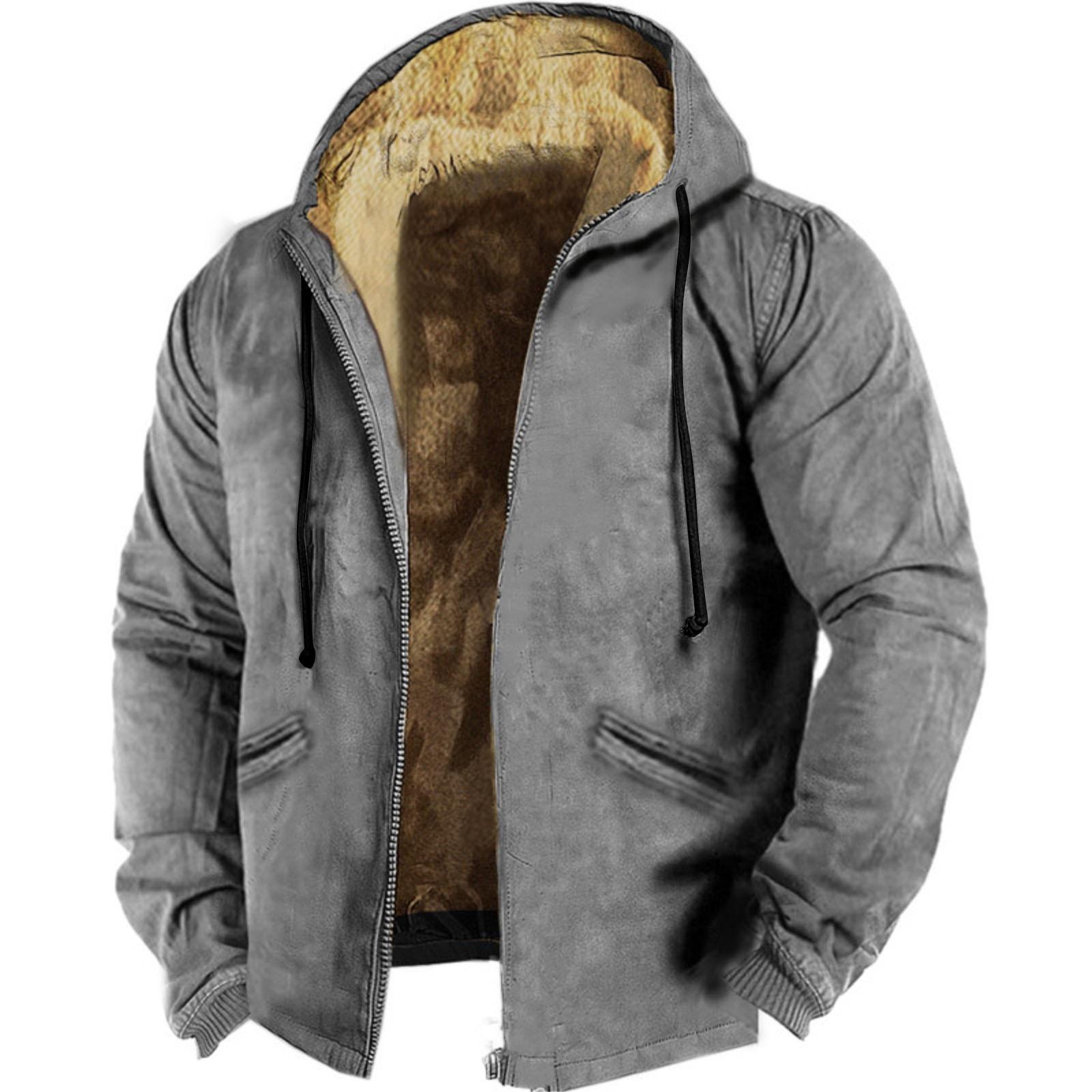 JOHO - CarGear Winterhoodie voor heren Knap en veelzijdig los jack met capuchon, pluche en verdikt voor herfst en winter M