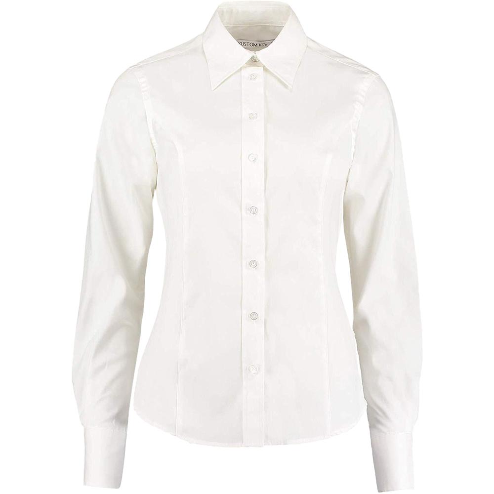 Kustom Kit Dames werkkleding oxford shirt met lange mouwen