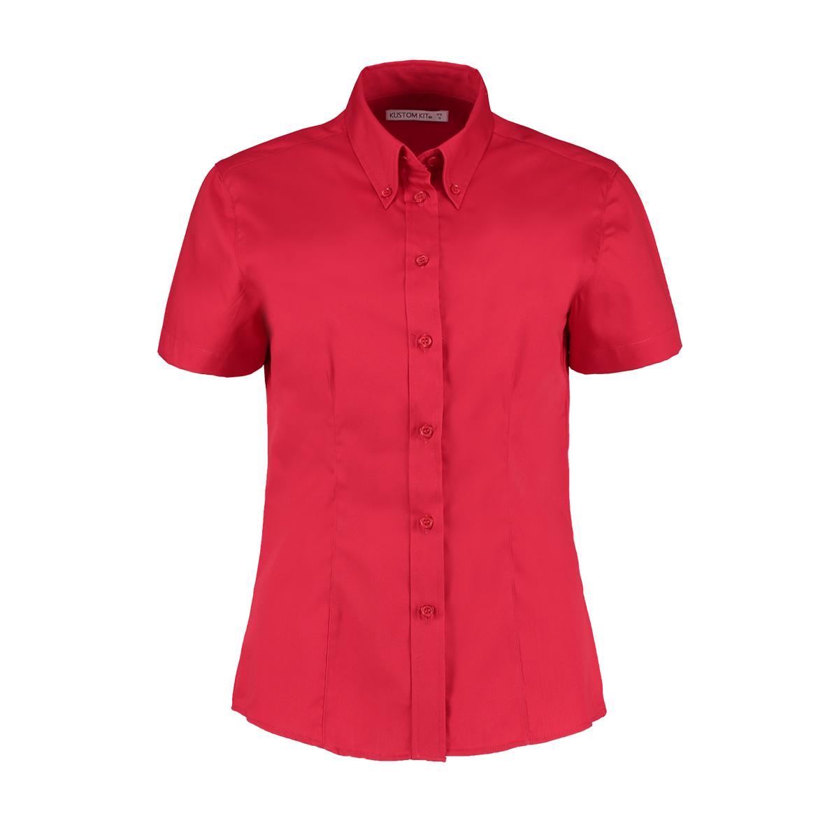 Kustom Kit Dames corporate oxford korte mouwen shirt