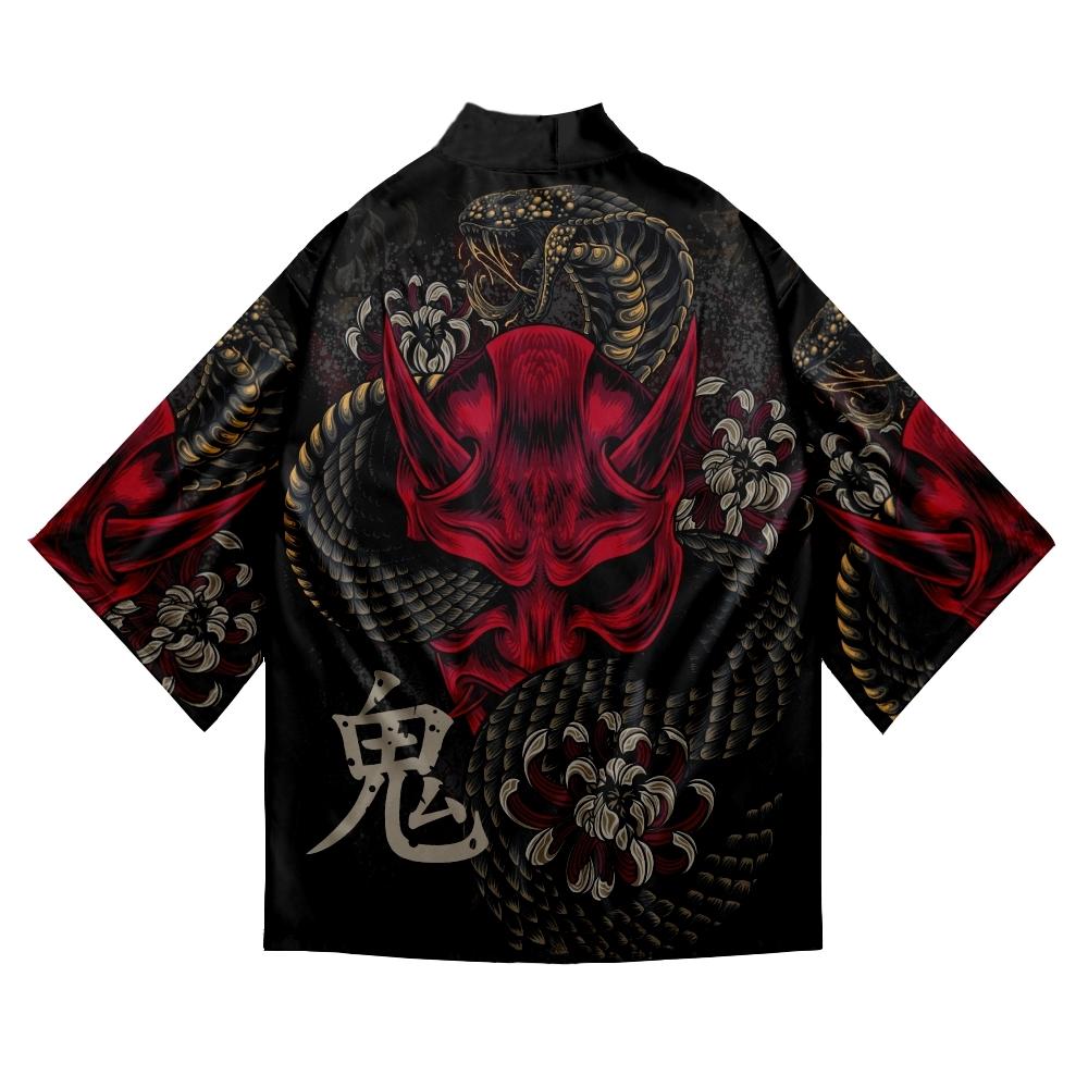 Maseratii Snake Demon Print Jas Japanse Kimono Vest Shirt Vrouwen Haori Yukata Cosplay Mannen Traditionele Kleding XL