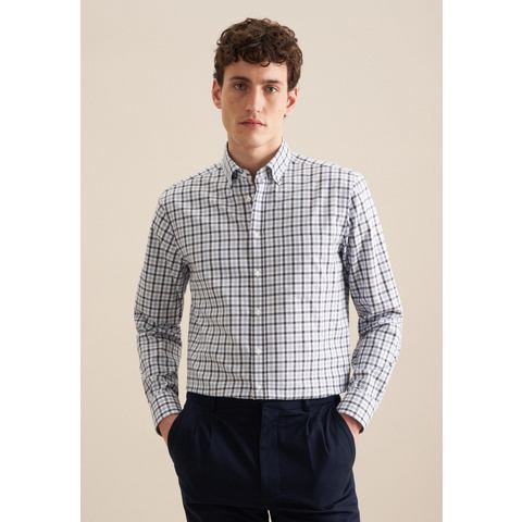 seidensticker Flanell Flanellhemd in Regular mit Button-Down-Kragen Karo