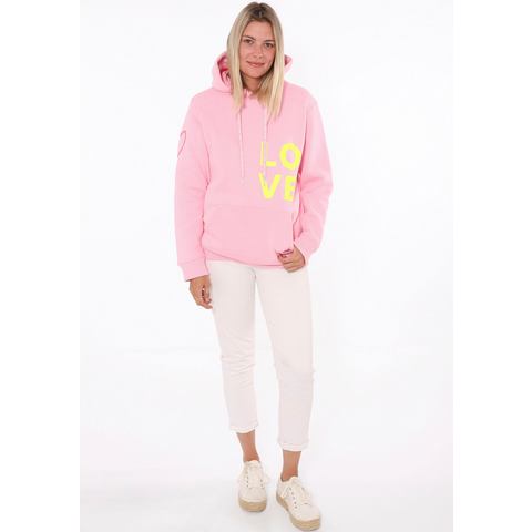 Zwillingsherz Hoodie met love-opdruk en geborduurd hart op de mouw