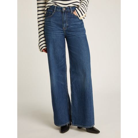 Tommy Hilfiger Wijde jeans WIDE LEG HW LOU met logo-badge, met nagels, met persplooien