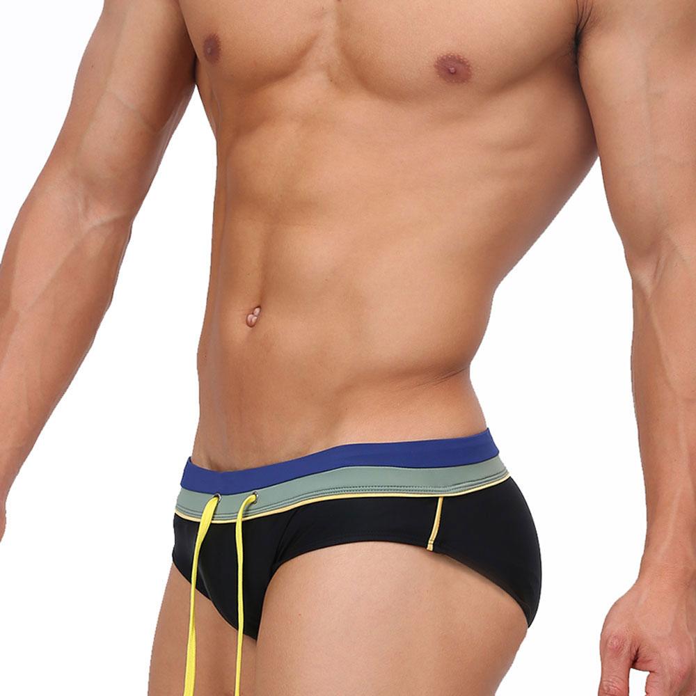 UXH Fashion UXH Merk Mannen SwimBriefs Lage Taille Baden Suilt Badmode Strand Kleding Bruinen Surfen M zwart