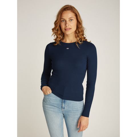 TOMMY JEANS Shirt met lange mouwen Slim Essential Rib Longsleeve Rippshirt