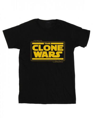 Star Wars jongens Clone Wars-logo T-shirt 12-13 zwart