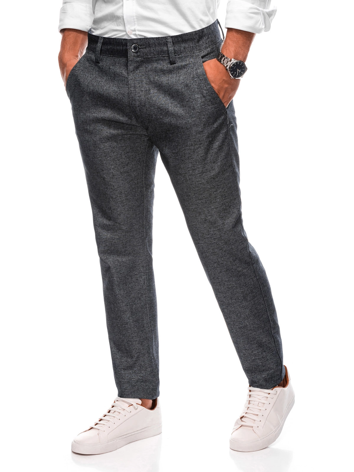 Edoti Herenbroek chino donker grijs style italia 1493dg